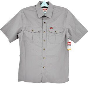 NWT Wrangler Men's Heritage Relaxed Fit Stretch Short‎ Sleeve Grey Shirt Size S
